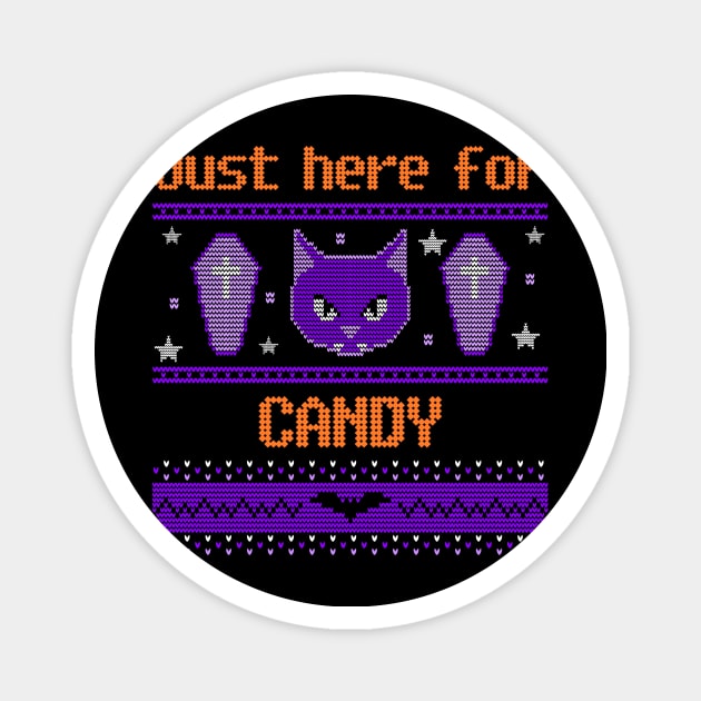 Black Cat Halloween Ugly Sweater Magnet by Discoverit